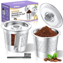 CAPMESSO Reusable K-Cups for Keurig: Upgraded Dual-Mesh Reusable Coffee Pods for Richer Coffee NO Grit - Universal Stainless Steel Coffee Filter for Keurig 1.0 Coffee Maker, Eco-Friendly (2 Pack)