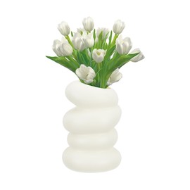 PATIKIL Flower Vases, Creative Stylish Flower Vases for Bouquet Unbreakable Plastic Flower Vase Decorative for Home Living Room Centerpiece Office Wedding Party, White