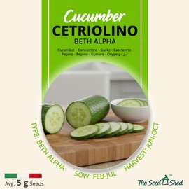 Cucumber Seeds – Cetriolino Beth Alpha – Early, Smooth Skin Mini Cucumbers – High Yield, Mild Flavour, Thin Skin Variety – Ideal for Salads & Snacking