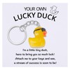 Lucky Duck Keychain, Cute Yellow Resin Duck with Sunglasses, Positive