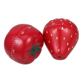 ULTECHNOVO 2pcs Cute Mechanical Kitchen Timer for Cooking Baking Strawberry Persimmon Shape Fun Management Tool for Tea Brewing Pasta Cooking