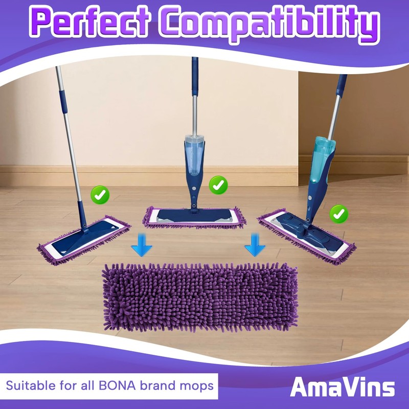 AmaVins 2 Pack Pet System Microfiber Sweeping Pad for Bona