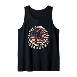 The Original Founding Fathers Distressed Headdress USA Flag Tank Top
