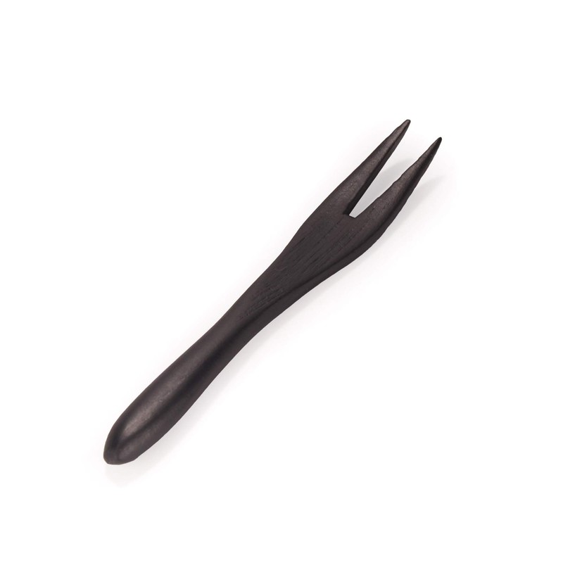 BambooMN Reusable Bamboo Appetizer Forks Picks 3.5" Black, 10 Pcs