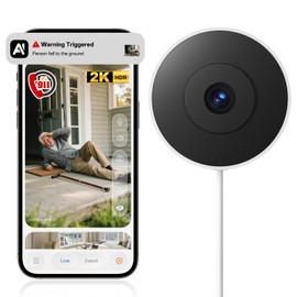 Window Camera, 2K 2.4G WIFI Indoor Cameras for Home Security with Starlight Night Vision, AI Smart Detection, 911 Emergency Dispatch, US Based Cloud,2 Way Talk, 24/7 Recording, Easy & Quick Install