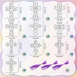 BeYumi 83Pcs Color Your Own Cross Kit for Kids Christian Religious DIY Coloring Craft Kit Coloring Easter Ornaments Geometric Cross Card Sunday School Classroom Church Easter Party Art Craft Project