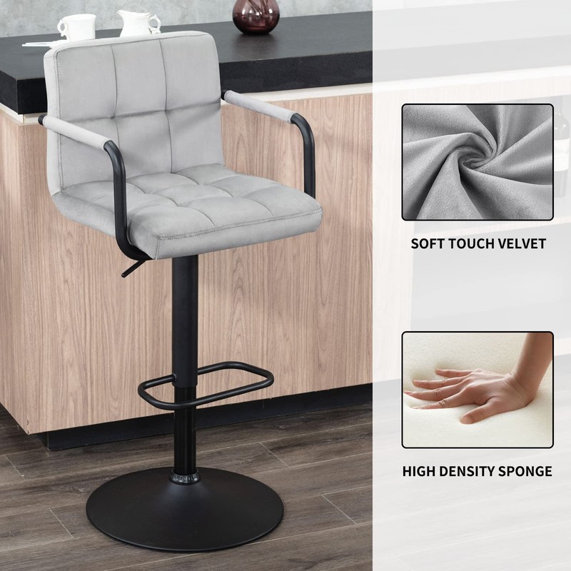 Furnimart Adjustable Bar Stool Swivel Barstools Set of 2 Counter