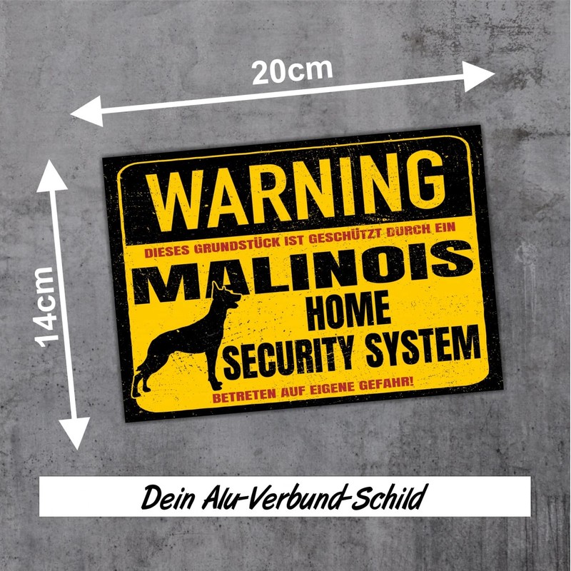Malinois Belgian Mali Sign Warning Security System Door Sign Dog
