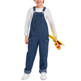Haloumoning Boys Fashion Denim Overalls with Flap Pockets 5-14 Years