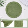 6 Pack Sage Green Round Burlap Placemats 15 Inch Boho