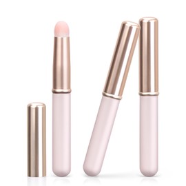UNIMEIX 3 Pack Lip Blending Brush with Lid, Round Head Lipstick Smudge Brush Spot Concealer Brush Professional Lip Gloss Applicators for Lipstick Gloss Creams