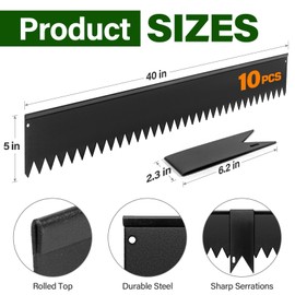 LAVEVE Landscape Edging Galvanized Steel Black, Hammer-in Metal Garden Edging Border with Clips, Suitable for Garden Fence, Paver Edging, Lawn and Yard