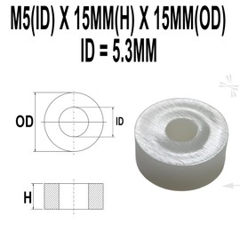 M5 Wide White Nylon Spacers Insulating Washers for M5 M6 M8 M10 Screws, M5 x (OD)15mm x (H)15mm (Pack of 8)