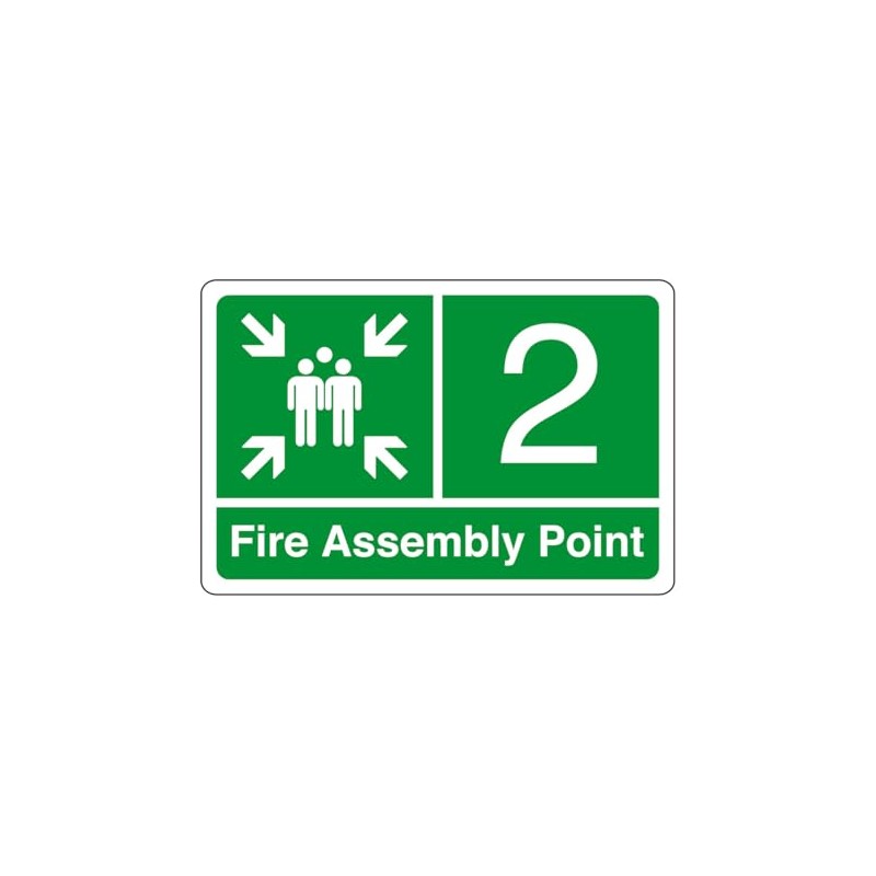 Fire assembly point "2" - safety sign - 1.2mm Rigid