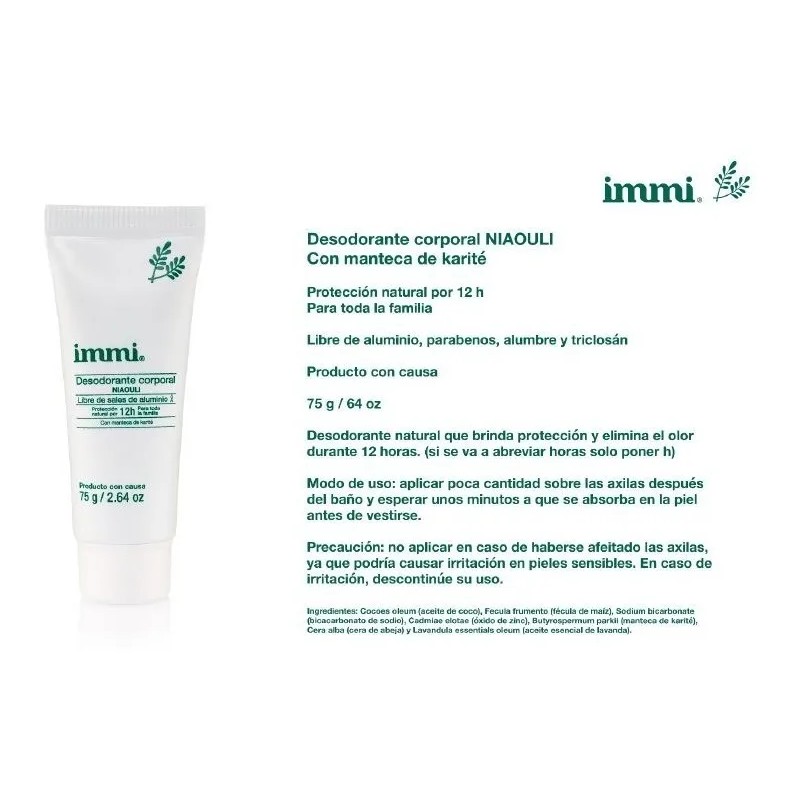Immi Desodorante Natural Tubo Depresible 4 Piezas