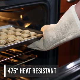 Country Cottons 100% Cotton Set of 2 Heavy Duty Heat Resistant Machine Washable Made in America Oven Mitts (Natural)