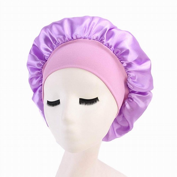 vitihipsy Women's Salon Fluffy Non-Marking Band Non-Marking Satin Night Cap Beauty Head Cover Night Hat (6 Colours to Choose From)