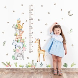 Giraffe & Elephant Kids Height Wall Chart，Cute African Animal Height Stickers, Children's Room Wall Stickers, Growth Chart for Wall, Peel & Stick Nursery Wall Decals for Baby Bedroom.