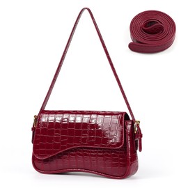 Etercycle Women's Shoulder Bag, PU Leather Crossbody Bag with 2 Shoulder Straps, Y2K Shoulder Bag, Vintage for Women, Trendy Bags, Crocodile Red