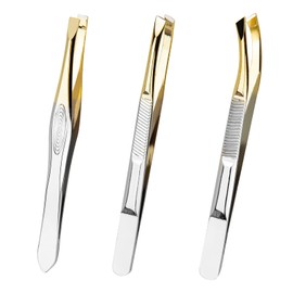 3Pcs Eyebrow Tweezers Set, Professional Stainless Steel Slant Tweezer