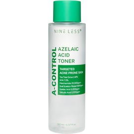 NINELESS-A-Control Azelaic Acid Toner 150ml Tónico Facial Exfoliante con Ácido Azelaico, AHA (Glicólico y Láctico), Niacinamida y Ácido Hialurónico Ilumina, Hidrata y Suaviza la Piel con Fórmula Coreana para Cutis Radiante y Equilibrado