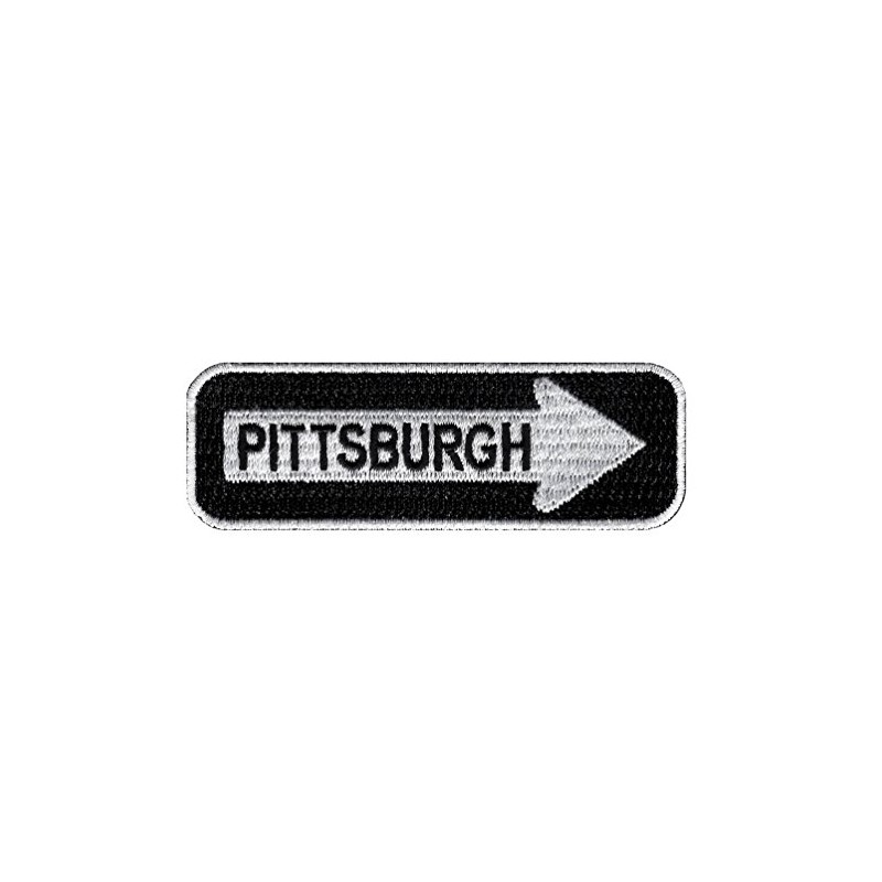 One Way Sign Pittsburgh Embroidered Patch Iron-On Highway Road Biker