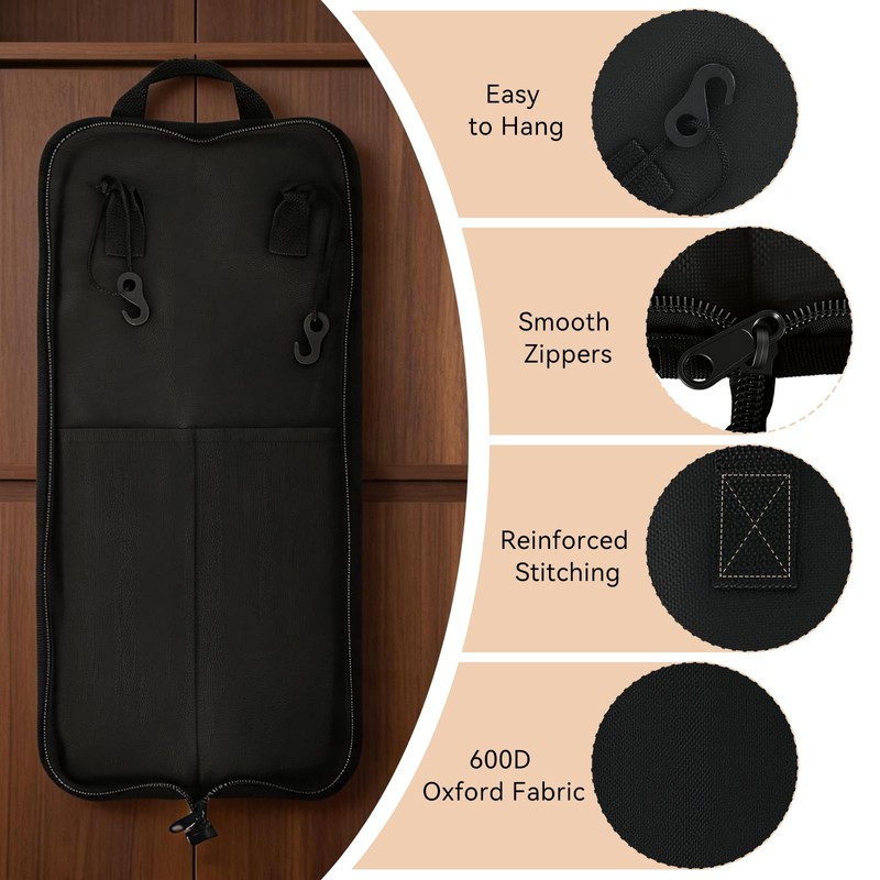 VANPHY Drum Stick Bag Set Include 5 Pair Drum Sticks