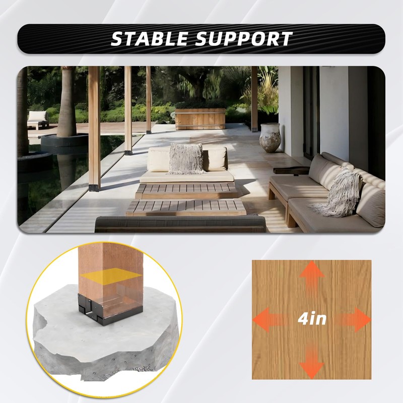 DEWHONETE 10Pcs 4x4 Post Base for Concrete Pergola Fence Wooden