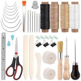Wankon 41 Pieces Bookbinding Set Bookbinding Tools Bookbinding Materials 3 Pieces Binder Binder Starter Tools with Tying Tape Waxed Thread Awl for DIY Bookbinding Crafts