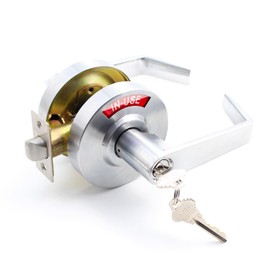 MrArm Keyed Entry Privacy Indicator Lock, Large Grade 2 Commercial Door Handle, Bathroom Door Handle Perfect for Public Restrooms Including Restaurants, Hospitals, Medical Offices, Satin Chrome