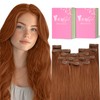 YoungSee 22inch 120g 7pcs Clip in Human Hair Extensions Copper