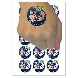 Mermaid and Fish Friend Temporary Tattoo Water Resistant Fake Body Art Set Collection - 15 2" Tattoos (1 Sheet)