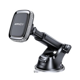 APPS2Car Magnetic Phone Holder for Car, Bling Dashboard/Windshield Sturdy Suction Cup Phone Holder, Crystal Magnetic Phone Mount[6 Strong Magnets & Adjustable Telescopic Arm] for All Smartphones