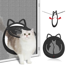 HIDROSIL Cat Door for Screen Door, Inside Openning 10x10x0.5 inch, Patent Desigh Pet Screen Door with Lockable Magnetic Flap for Doggy and Cat Door, Suitable 0-26lb Cats and Small Dogs, Black