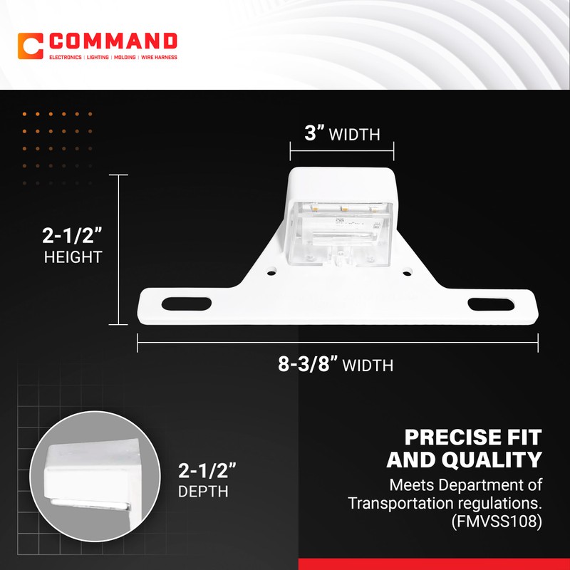 Command Electronics 12V LED License Plate Light with Mounting Bracket