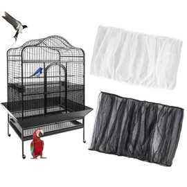 RAINFLOW Bird Cage Cover - 2 Pcs Bird Cage Seed Catcher Bird Net Bird Cage Skirt Nylon Nesh Bird Cage Net for Round Square Canary Parakeet Cockatiel Pigeon Budgie Quail Large Tall Big Bird Cage