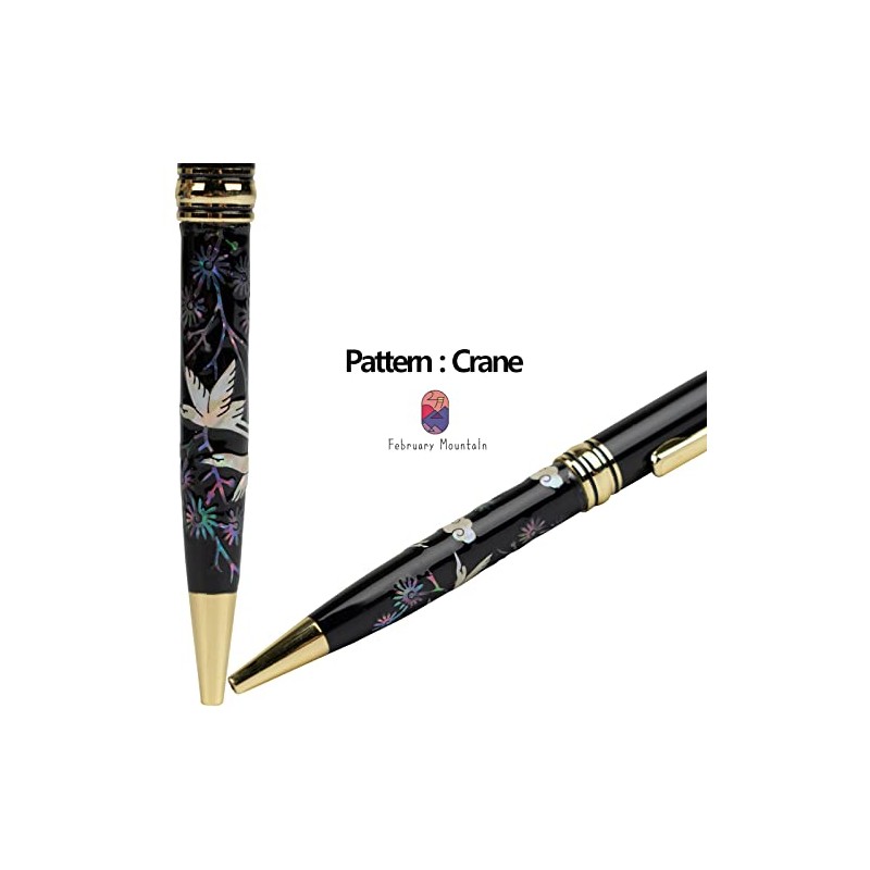 February Mountain Mother of Pearl Ballpoint Pen, Retractable Ballpoint Pens,
