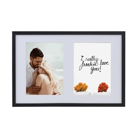 KM FOTO Collage Picture Frame Wooden Photos Solid Wood Picture Frame with Mount and Shatterproof Plastic Glass Landscape and Portrait Format Wall Frame S111: Colour: Black Format: 2x 10 x 15 V