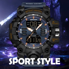 findtime Mens Digital Watches for Men Sport Tactical Watch Outdoor Military Large Face 5ATM Waterproof Watch Stopwatch Countdown Alarm LED Backlight Shockproof Watches for Men