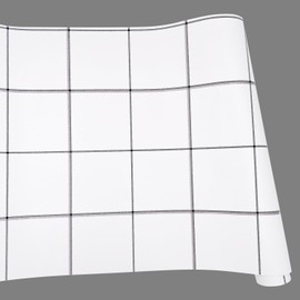 SimpleLife4U Black Striped Furniture Paper Peel & Stick White Grid Shelf Drawer Liner Cover Furnitures 17.8 Inch by 9.8 Feet