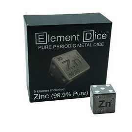 Element Dice: Unique Tabletop Gaming or Collectible D6 Dice Made from Real Zinc (Zn)