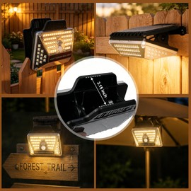 Clip on Solar Lights Outdoor Waterproof, 110 LEDs 600LM Fence Lights with Motion Sensor, 360° Wide Angle & 3 Lighting Modes, USB Powered Wall Lights for Garage, Stair, Porch and Garden (1-Pack)