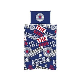 Rangers Single Duvet Football Club Patch Bedding Cover Set, Blue, 135 x 200 cm