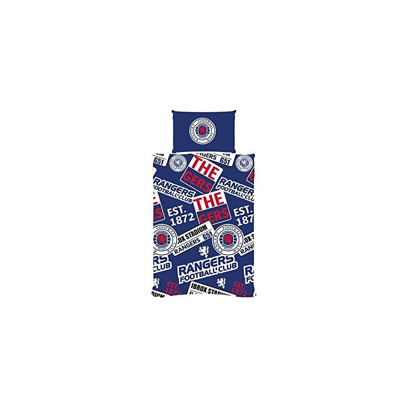 Rangers Single Duvet Football Club Patch Bedding Cover Set, Blue,