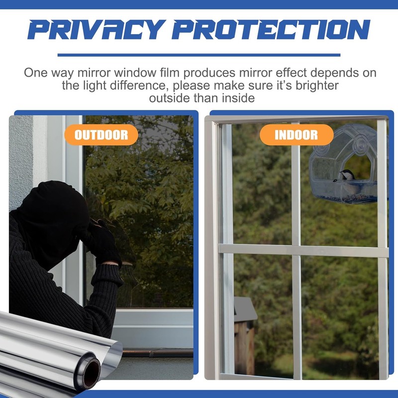 36 Inchx26 ft One Way Window Film Privacy Daytime Reflective