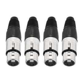 MECCANIXITY 4pcs 4 Pin XLR Female Connector, Microphone Audio Cable Plug Mic Socket Accessories for Mixer, Power Amplifier, Silver-2.72 inch