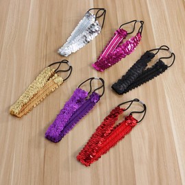Lurrose 6 Pieces Glitter Hair Bands Sequin Headbands Elastic Hair Headwear for Women and Girls (Random Colours)