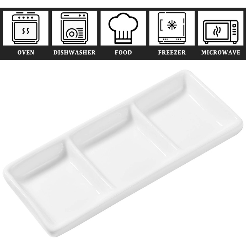 DOITOOL 2Pcs Ceramic Serving Platters, 3 Compartment Appetizer Serving Trays
