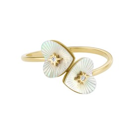 FOSSIL Women's Radiant Love Gold Tone Stainless Steel Mother of Pearl Heart Toi Et Moi Ring, JF047347107, Stainless Steel, No Gemstone