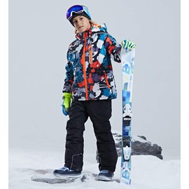 Boys Ski Jacket Snow Jacket Pants Suits Windproof Waterproof Winter Coats 30BK,12